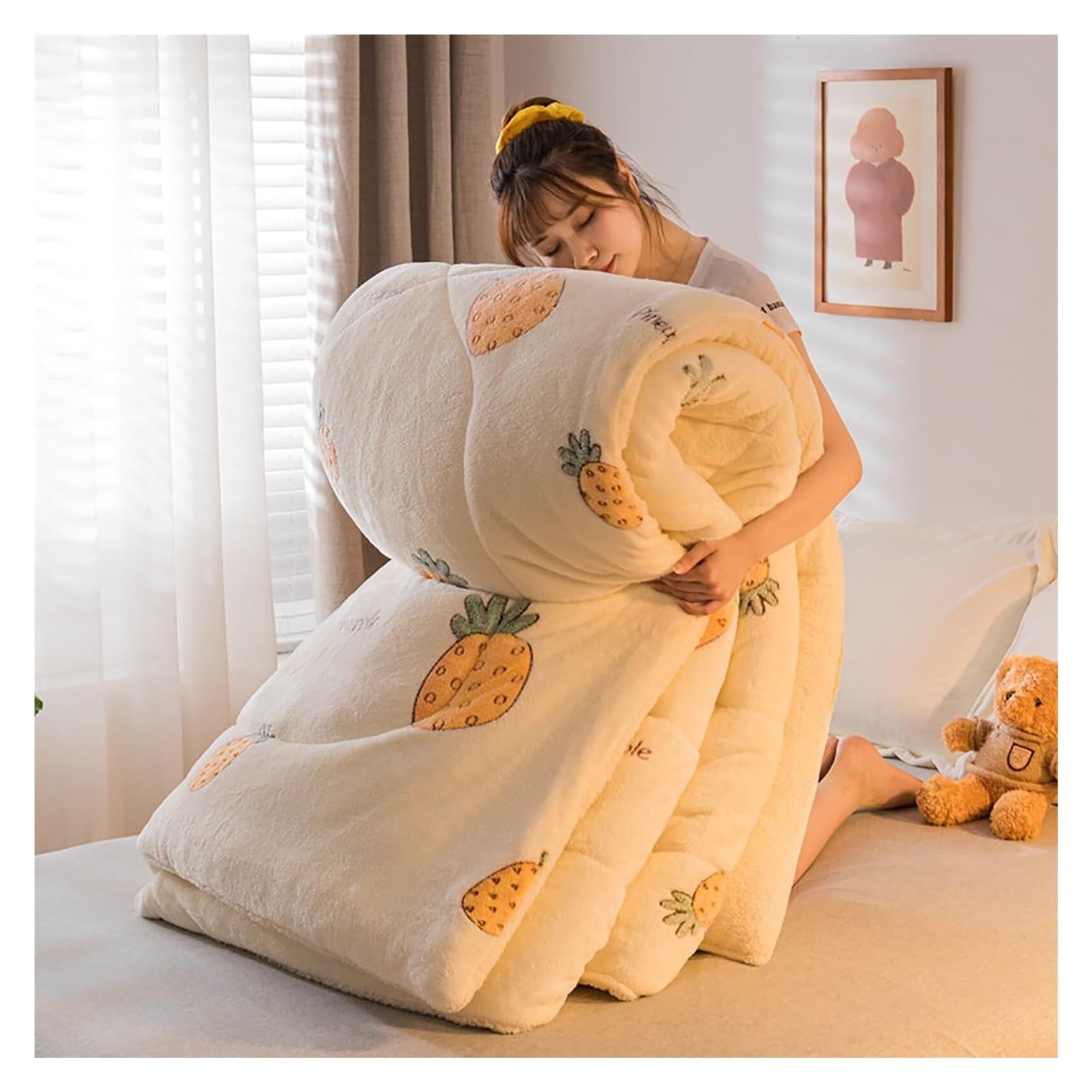 Edredón reversible de terciopelo de cordero para todas las estaciones del año y noches de frío