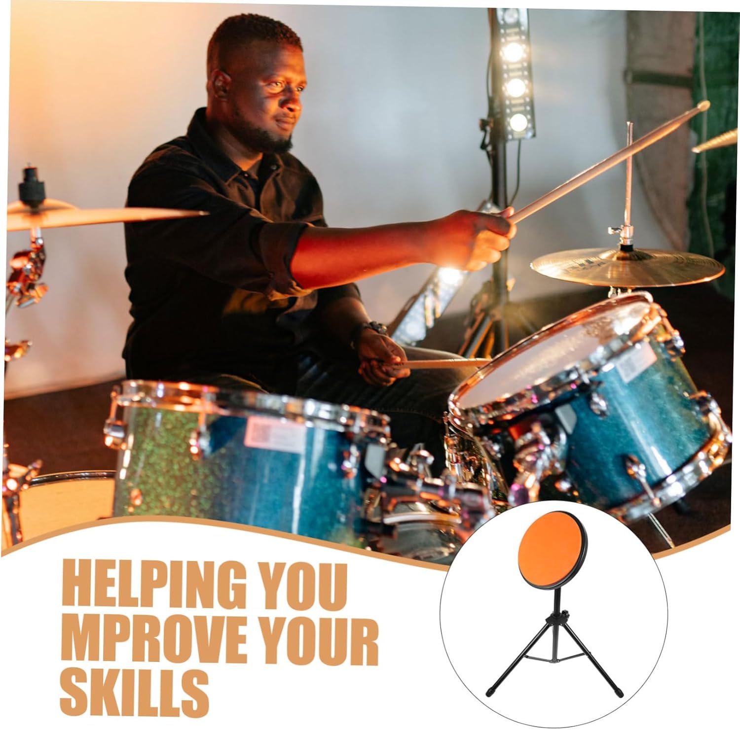 1Set Silent Drum Pad Practice with Portable Tripod Stand Lightweight Durable Design for Beginner Drumming for Quiet Practice Apartments Public Spaces