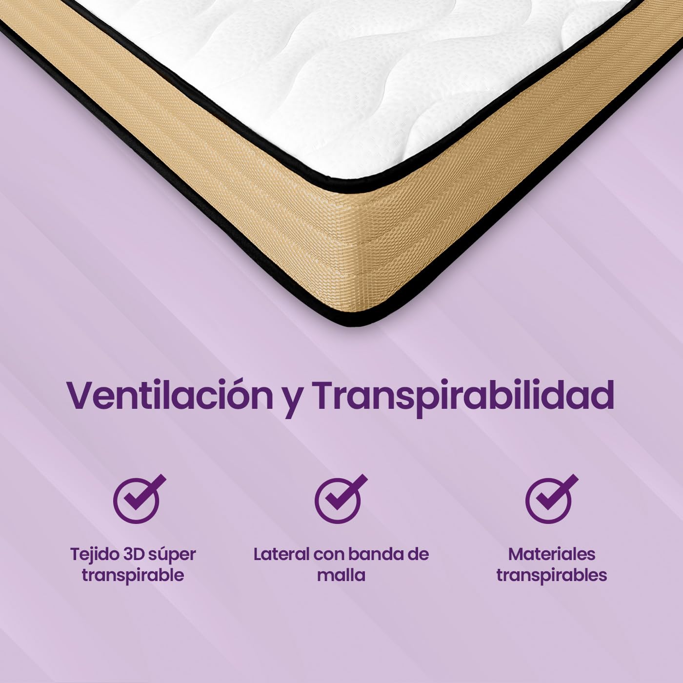 mattfy - Colchón Aura Reversible 90 x 190 cm, Ideal para Camas Nido o Literas, Antiácaros, Antibacterias e Hipoalergénico