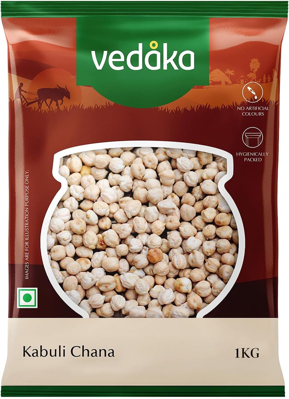 Amazon Brand - Vedaka Popular Unpolished Kabuli Chana | 1 Kg | Naturally Rich In Protein | Naturally Cholesterol-Free