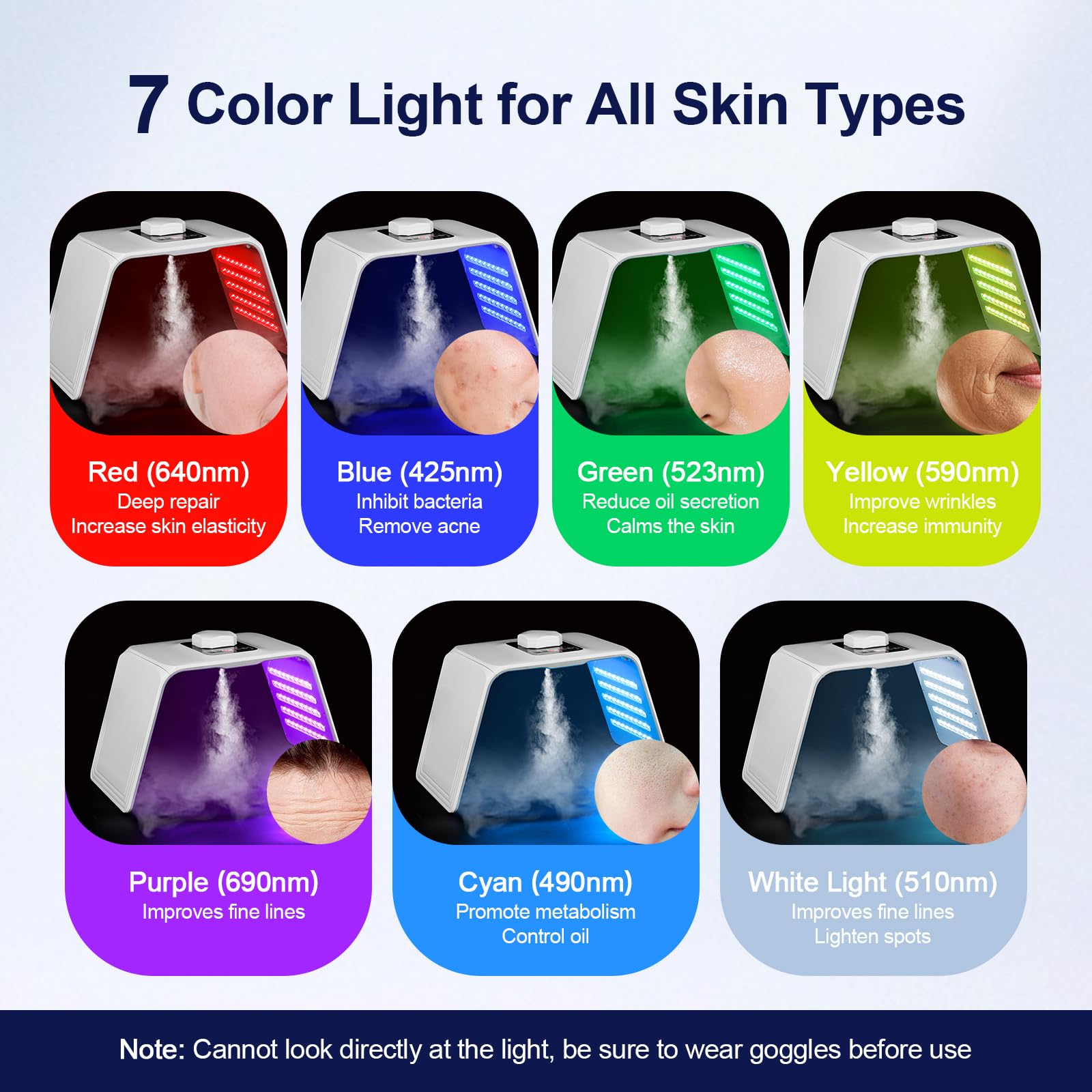 Led Maske Gesicht Beauty 7 Farben, Led Gesichtsmaske ， rote Lichttherapie-Lampe für Gesicht & Körper, LED-Licht-Therapie-Maschine, Home & Salon Verwendung