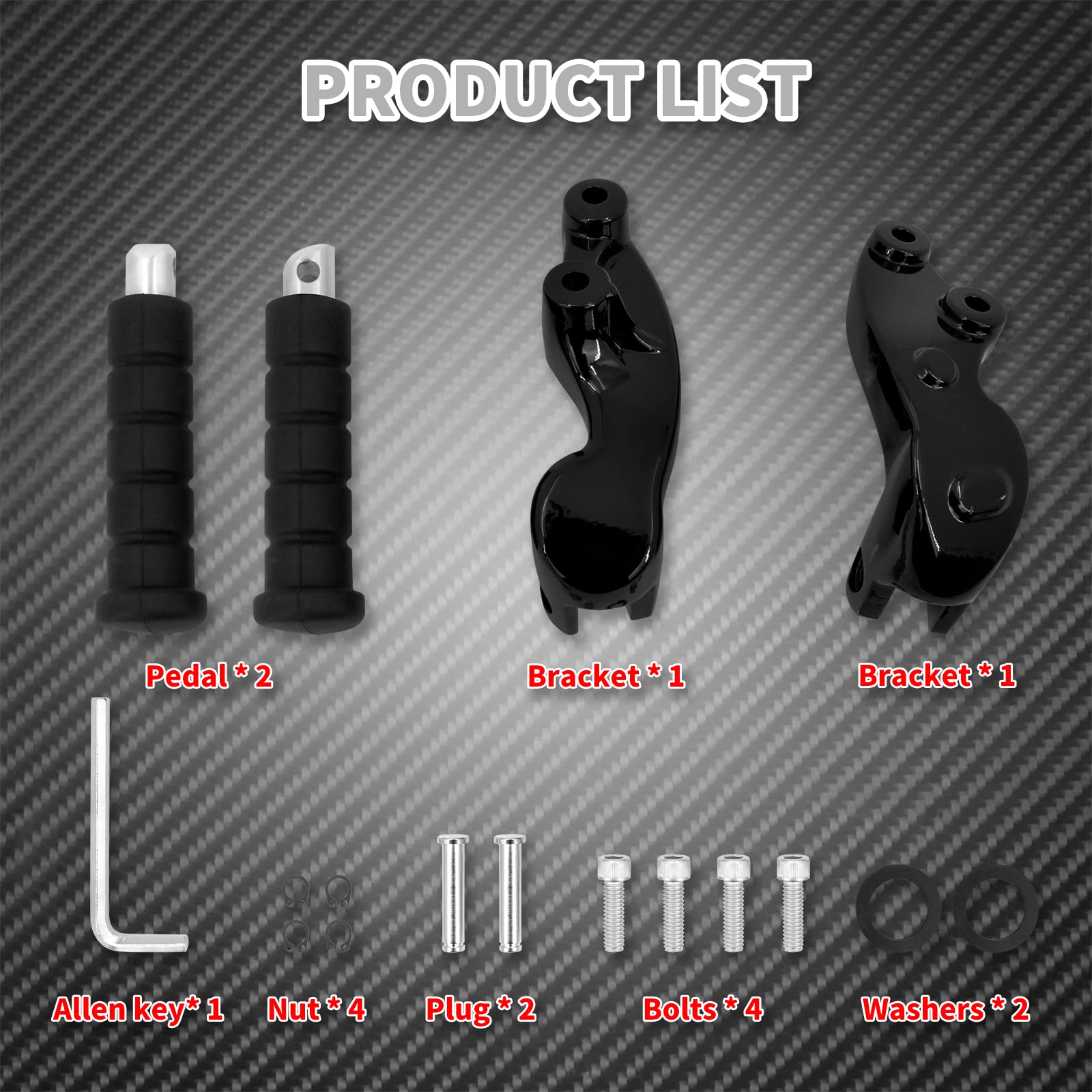 KEMIMOTO Passenger Footpegs Mount Kit Foldable Foot Rest