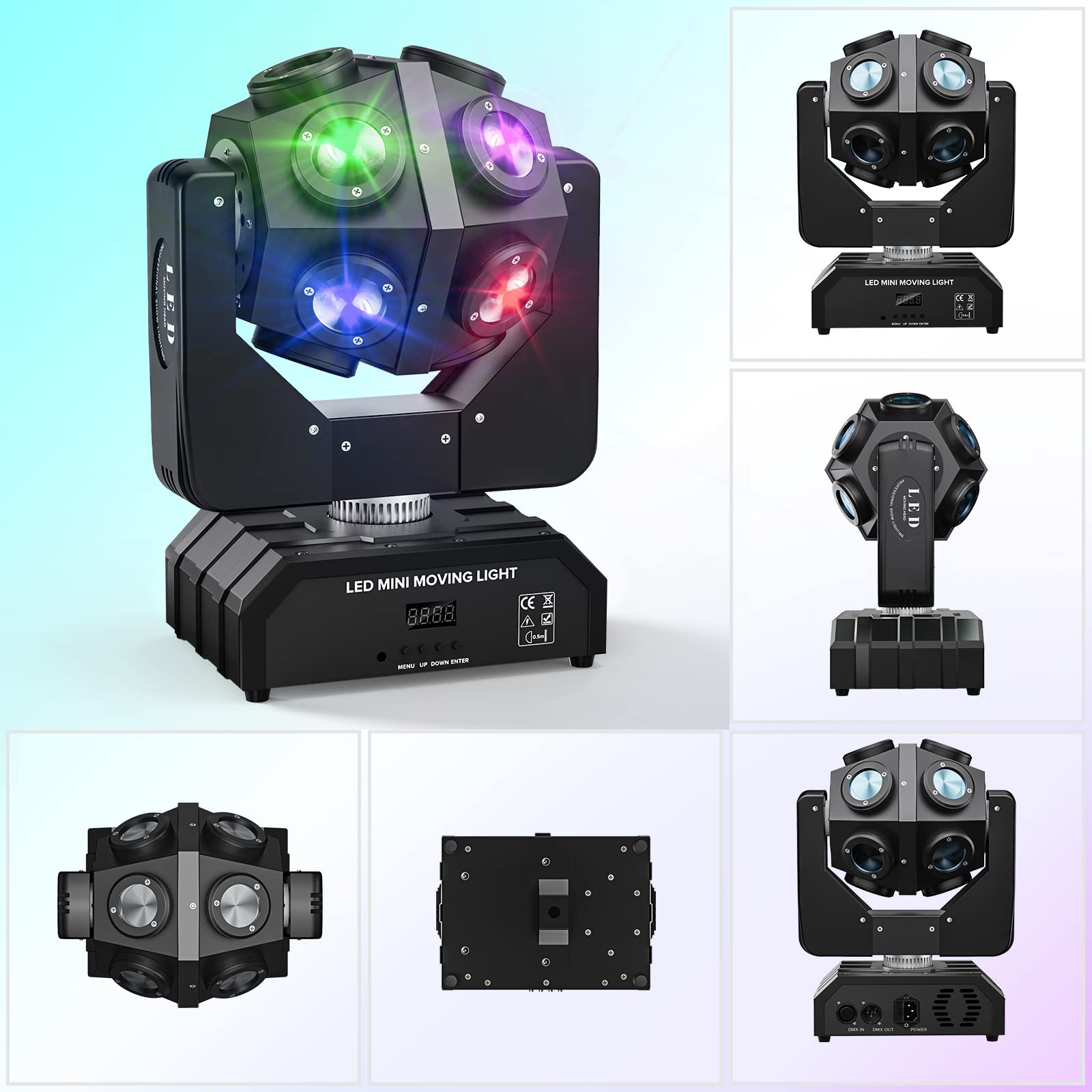 150W Teste Mobili LED RGBW 4 in 1 Moving Head Beam Rotazione a 360°Moving Head Beam Palcoscenico Lampada Sound-attivato Adatto per l'uso domestico nel bar del club della festa di Halloween-2PCS
