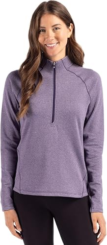Cutter & Buck Peshastin Eco Fleece Recycled Womens Half Zip Pullover, College Pu