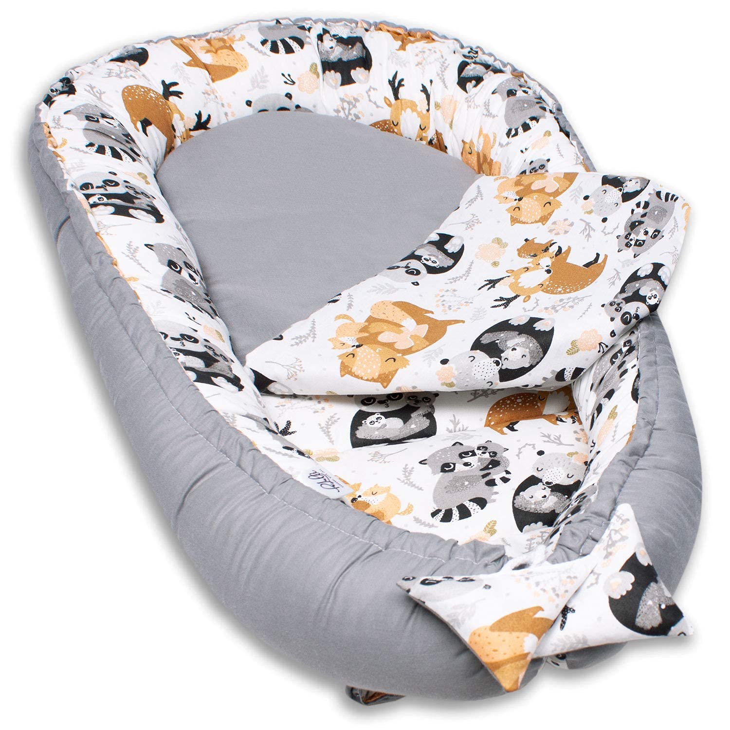 PaLulli Reductor Cuna Bebe - Set 5 Piezas Nido Bebe Recien Nacido Tela de algodón y vellón