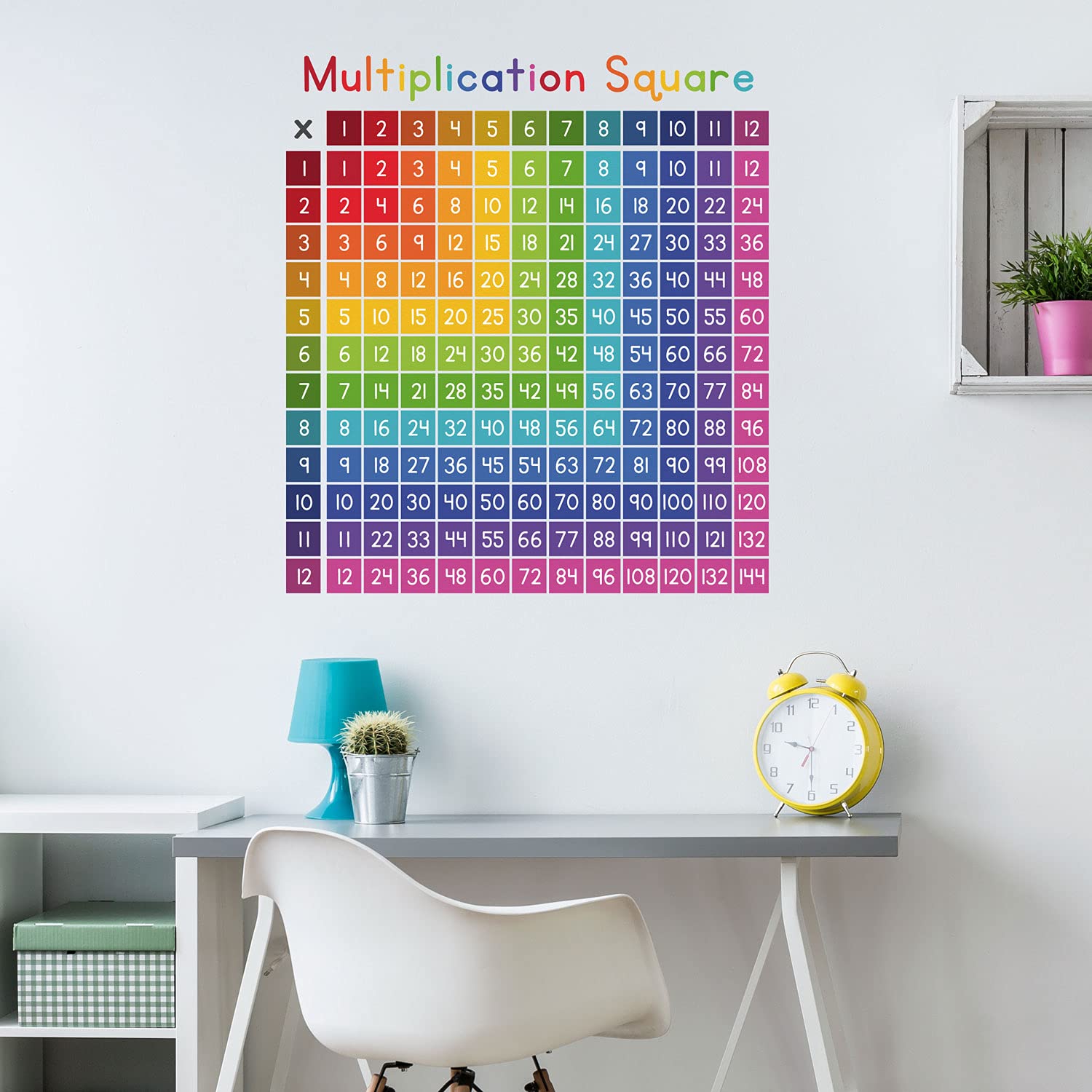 Stickerscape Bright Multiplication Square Wall Sticker | Perfect For A Childs Bedroom, Playroom Or Nursery | Easy To Apply | Educational Wall Stickers (, Regular)