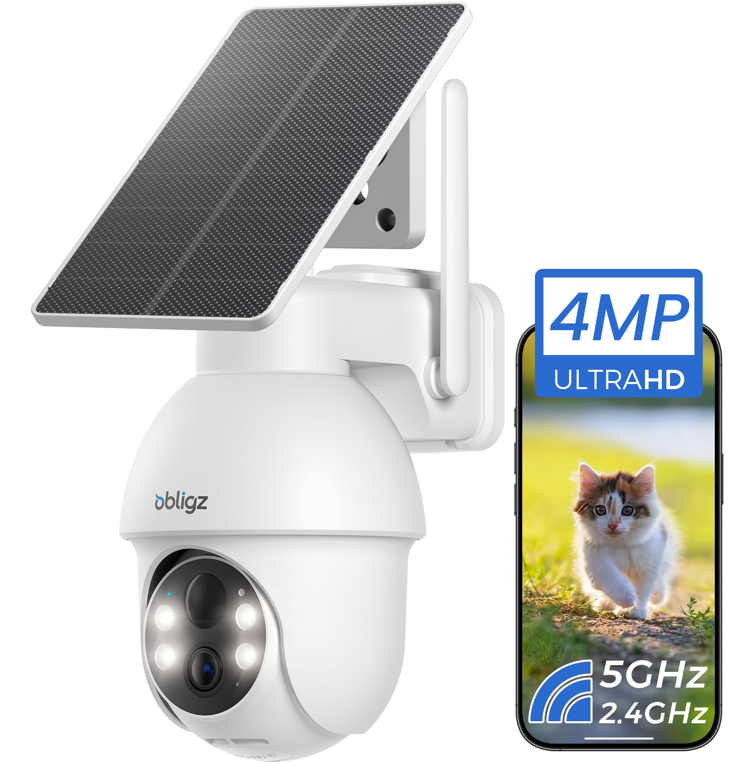 obligz 4MP Solar Camera Outdoor Wireless, Compatible ObligzBase Only