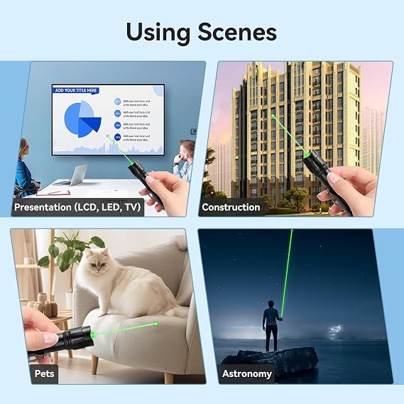 [Professional] Rechargeable Green Laser Pointer High Power Green Beam Light Long Distance Range for TV/LED/LCD Screens Tactical Flashlights Presentation Office/Outdoors/Astronomic/Construction [003]