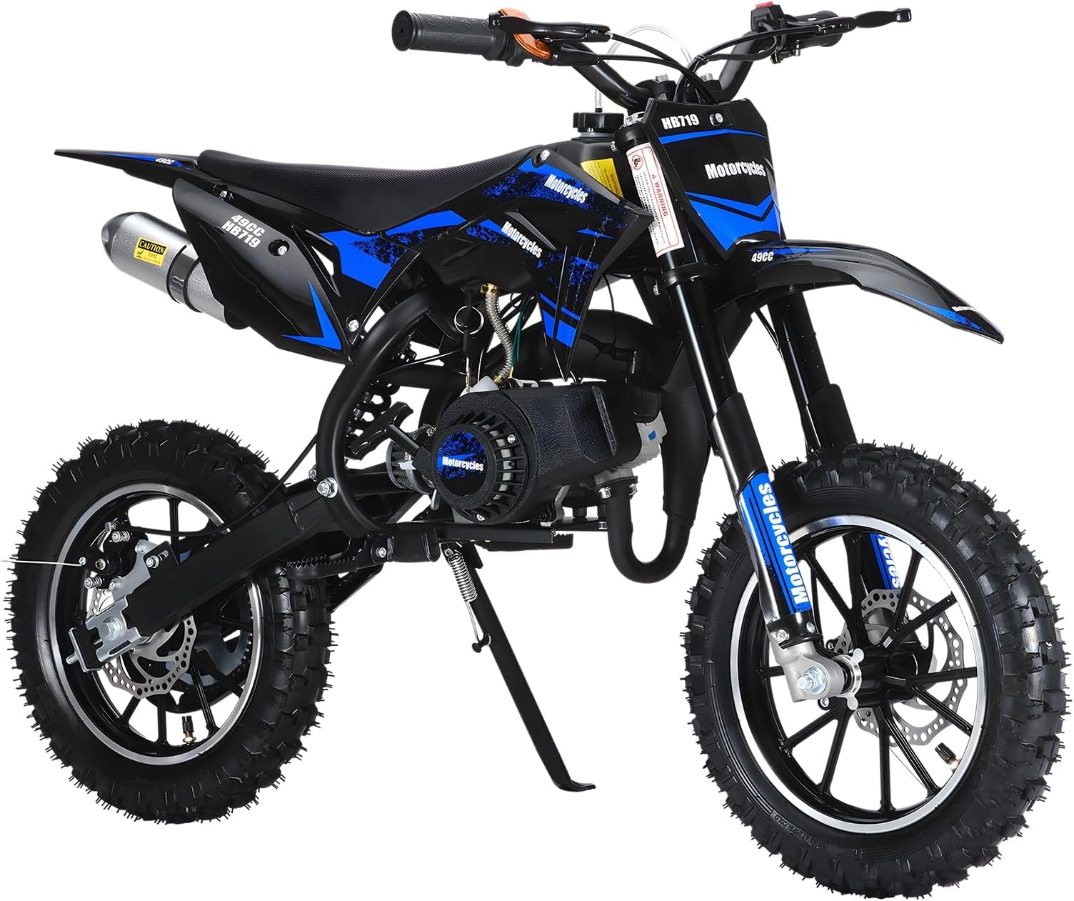 50cc Dirt Bike, Gas Powered Motorcycle with Front Rear Disc Brakes, Shock Absorption, Pull Start, Off-Road Dirtbike for Kids 8-14, Max 1.25KW/25 Mph, Kids Dirt Bike Great for Gift Blue