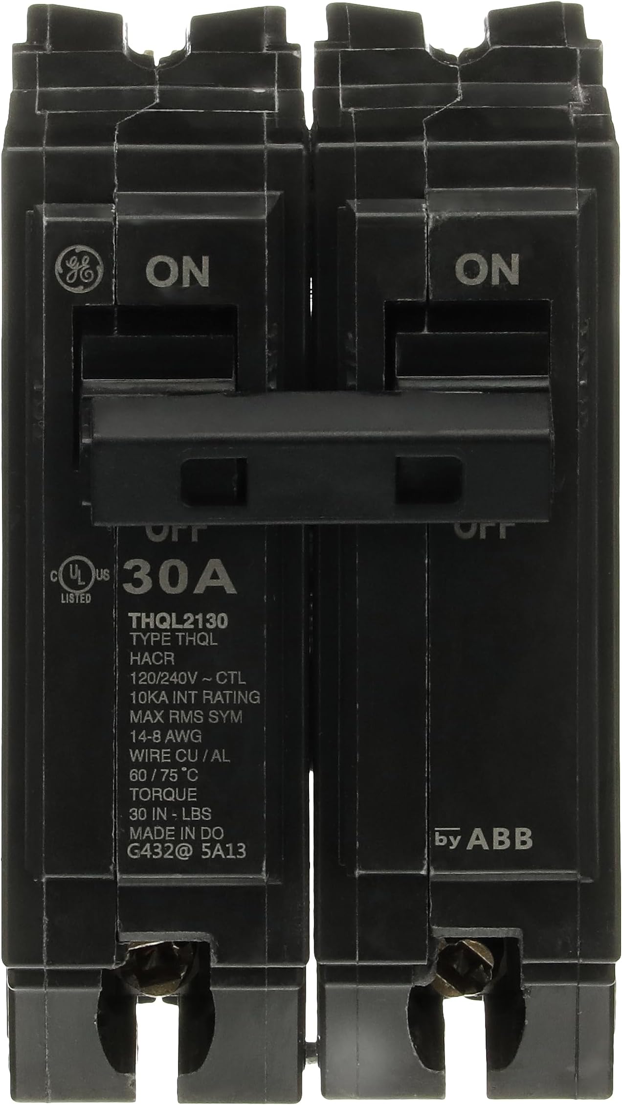 Q-Line® THQL2130 Q Line 30A Double-Pole Circuit Breaker • 10kAIC, 120/240V, 30 Amp • Two-Pole Load Center Circuit Breaker • Non-Interchangeable Thermal Magnetic Trip