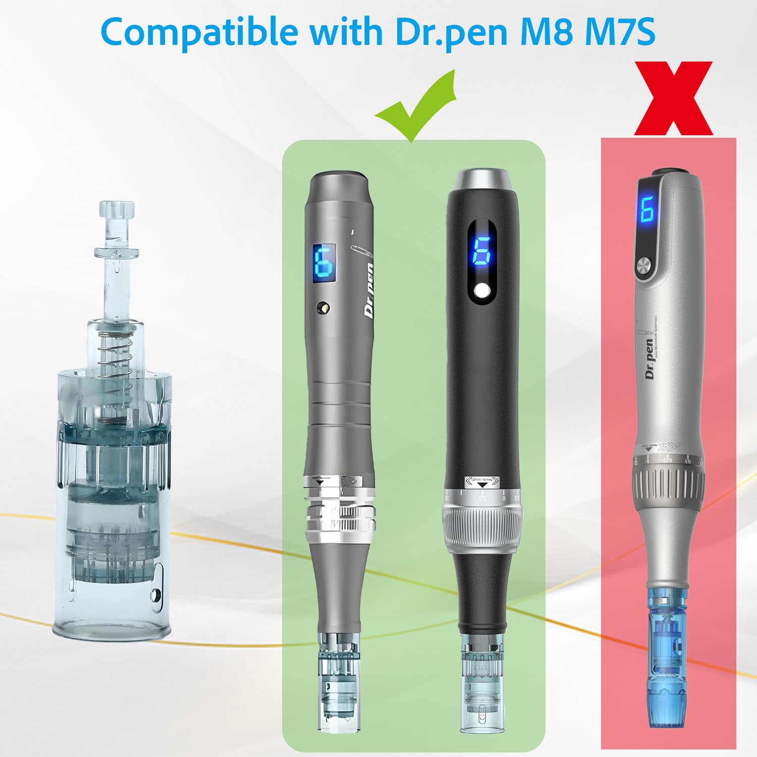 Compatibility chart for Dr. Pen M8 and M7S