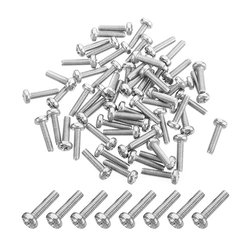 Miniatura 186 de MroMax 30 tornillos de máquina Phillips de cabeza plana M2 x 0.197 in, acero inoxidable 304 18-8, rosca completa, tornillos de cabeza cruzada gris