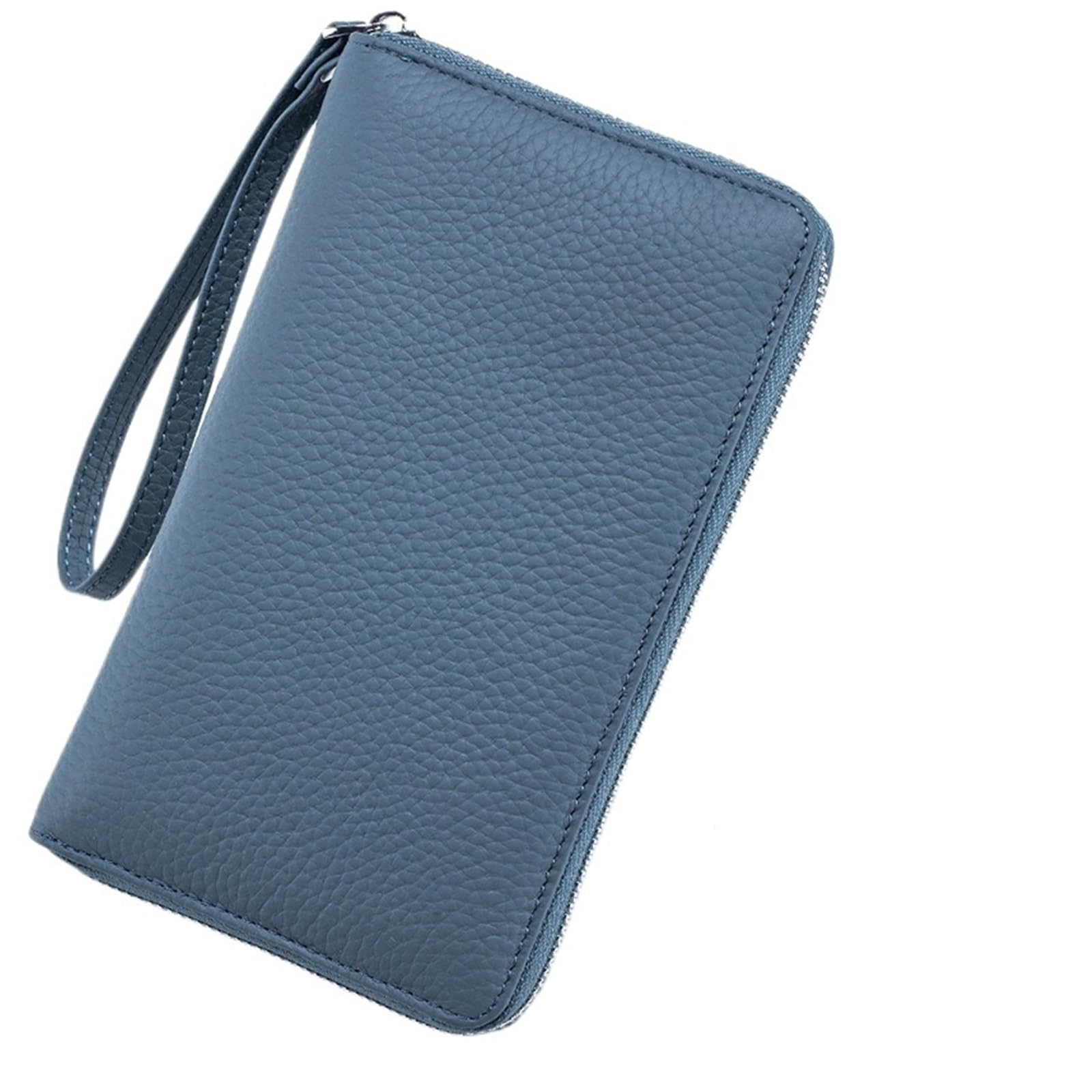 Funda Pasaporte Funda de Cuero Genuino for Pasaporte de Viaje, Billetera Larga, Tarjetero, Monedero de Piel de Vaca, documento(Blue)