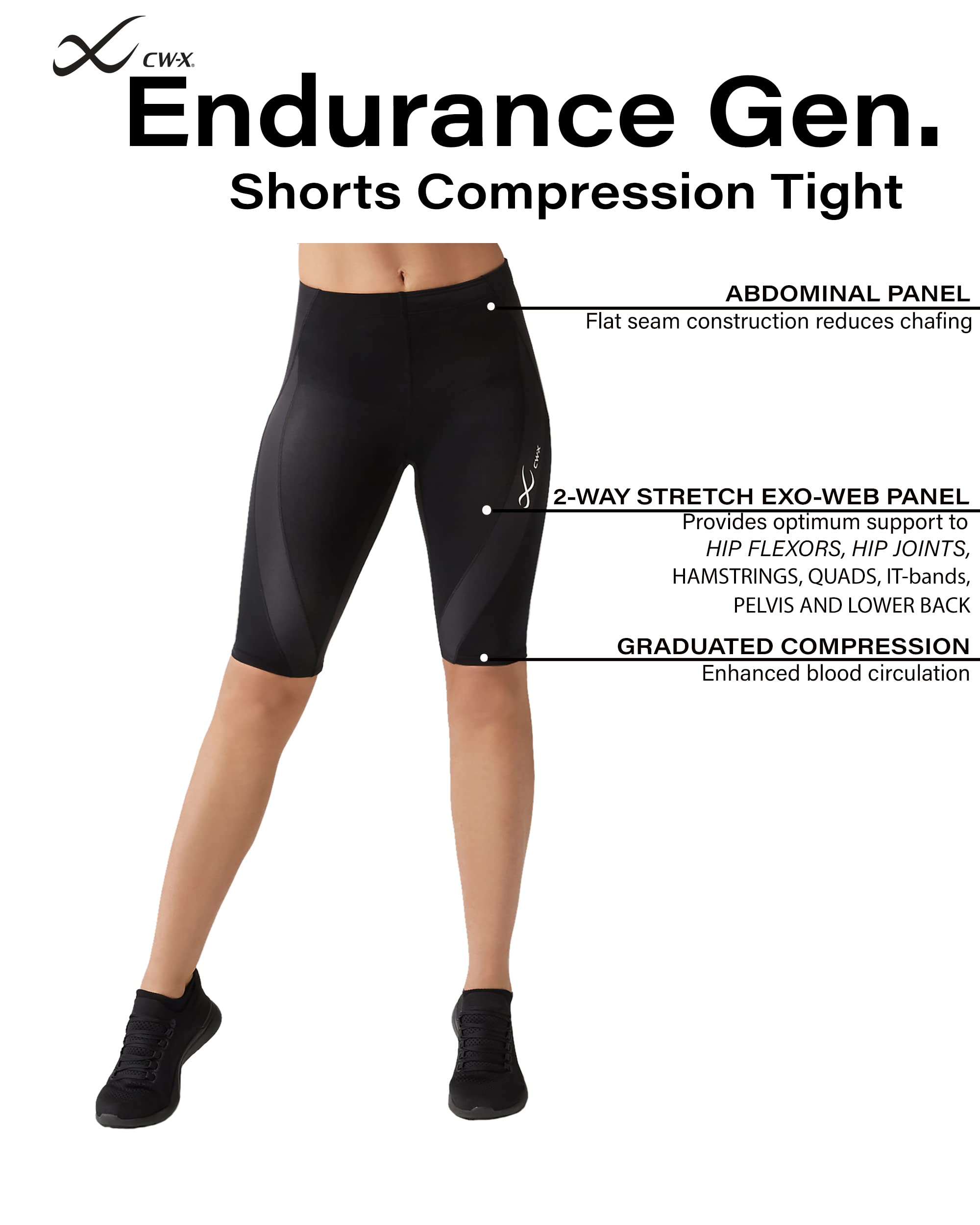CW-X Men's Endurance Generator Joint & Muscle Support Compression Shorts Femme