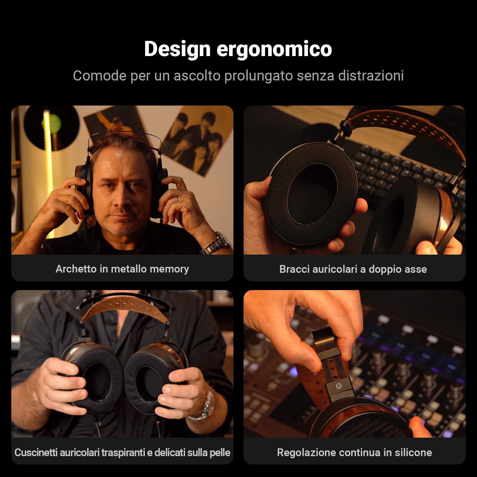 Fosi Audio i5 Cuffie Magnetiche Planari Open-back con Diaframma Ultra-grande da 97 mm, Metallo CNC e legno di noce, Cuffie da Studio cablate audiofile per dispositivi multi-sorgente