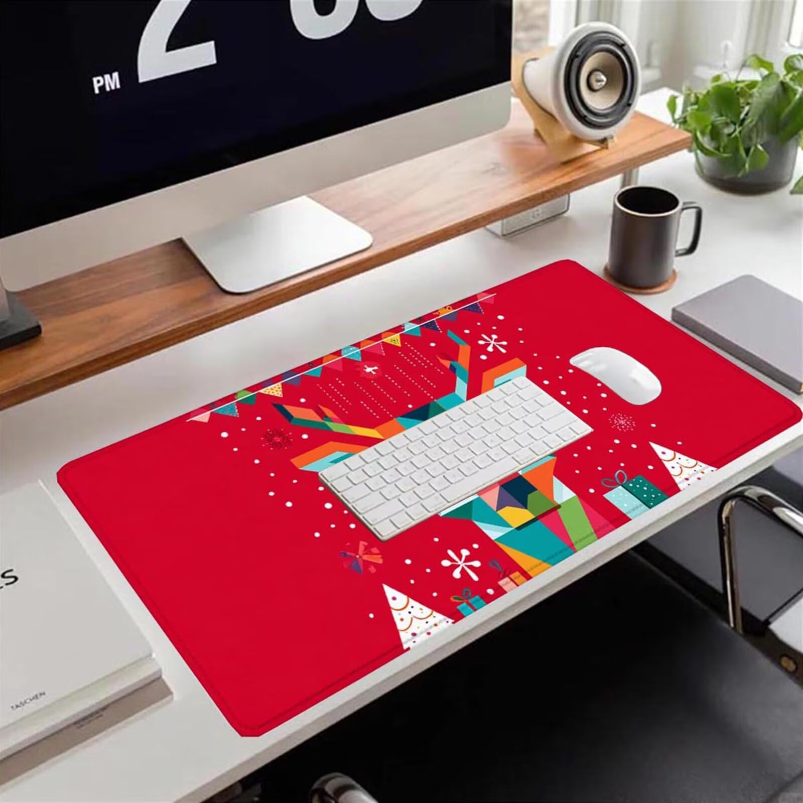 Gamingowa podkładka pod mysz 1200 x 600 x 3 mm, XXL, wodoszczelna, odporna na ścieranie, z przyszytymi krawędziami, czerwona, podkładka na biurko, poprawia prędkość i precyzję, do komputera, laptopa