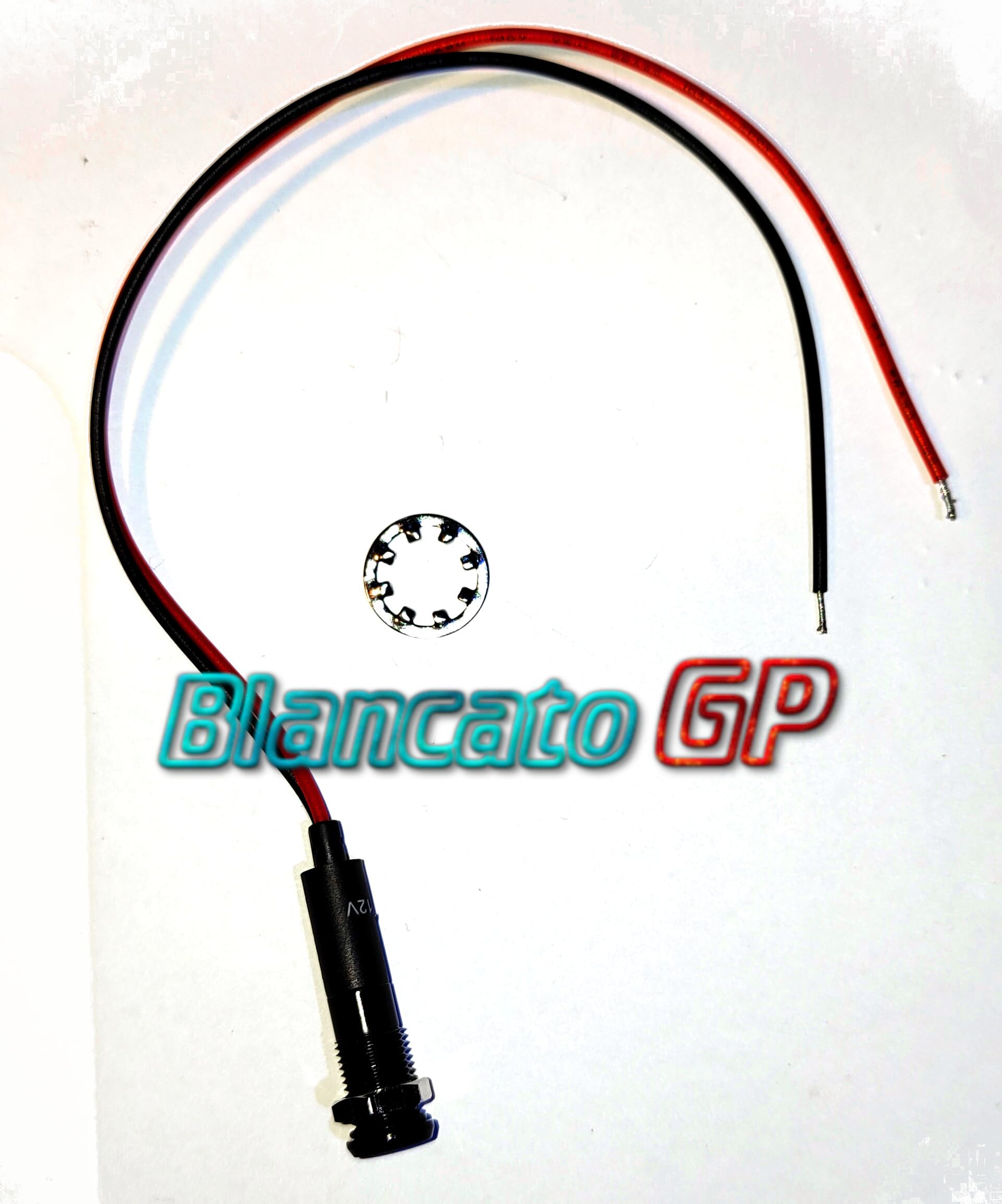 Spia luminosa LED 8mm con simbolo abbaglianti 12V nera BLU quadro per auto, moto e nautica