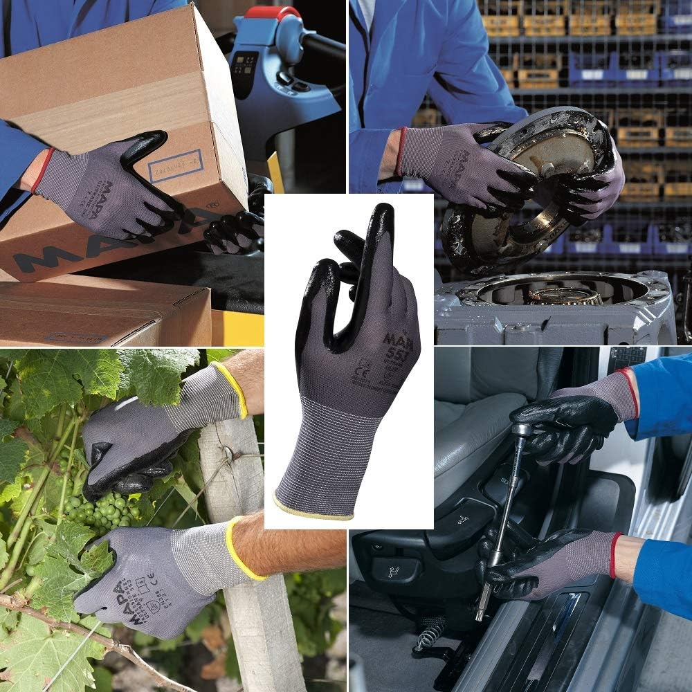 Ultrane 553 Black Nitrile Mens Work Gloves Mechanic Gloves Builders Gardening Construction Workman Site Tradesman Protective Safety Gloves Size 6 (XS) (1 Pair)