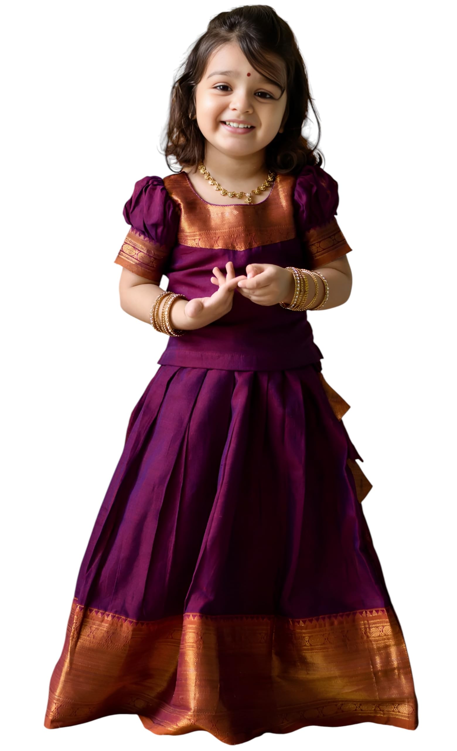 Magenta Tussar Silk Solid Casual Wear Lehenga Choli for Girls (PATTU-19_PARENT)-image-33