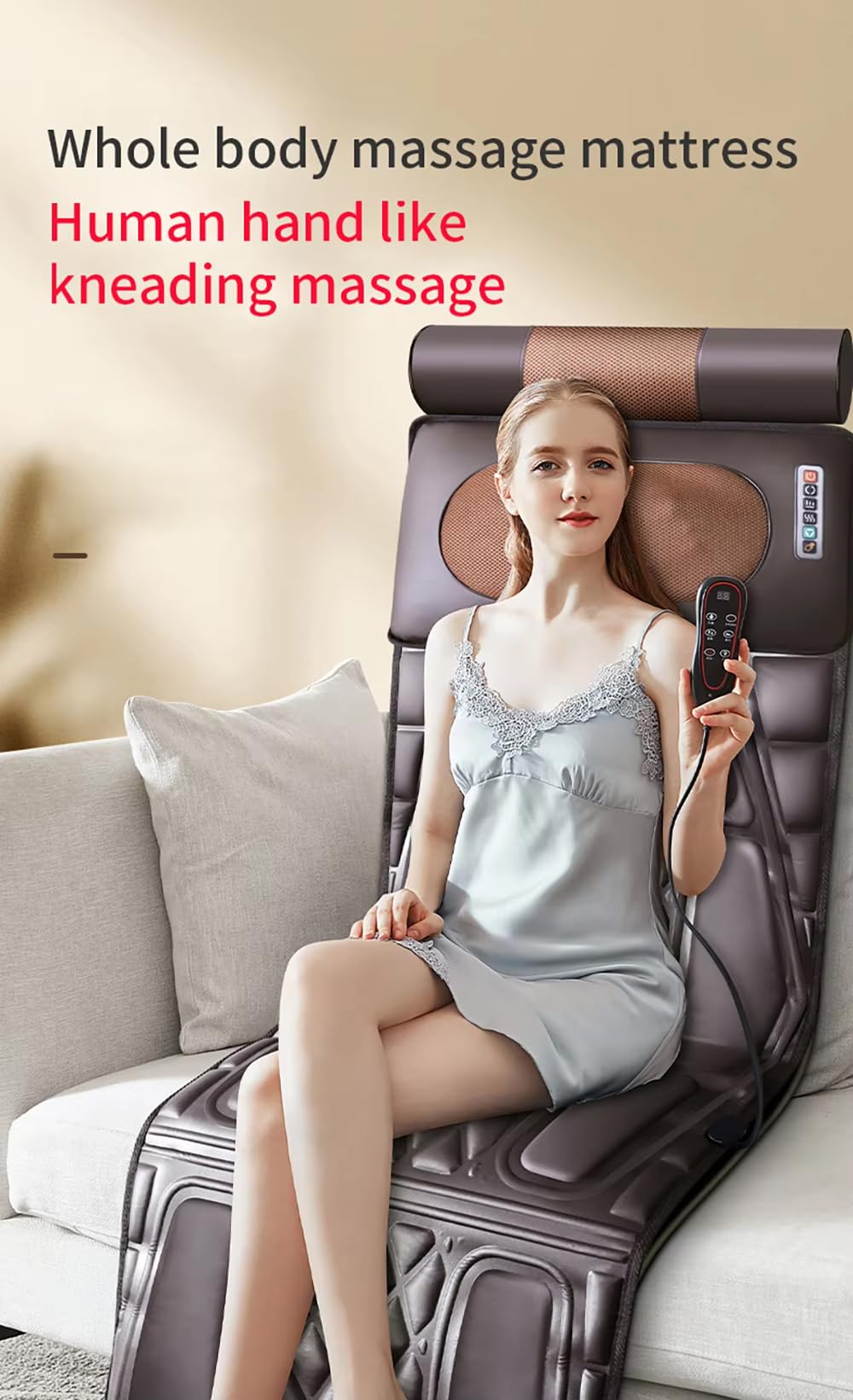 AVSMGP Cuscino per Sedia Massaggiante per Tutto Il Corpo Riscaldato Tappetino Massaggiante Riscaldato con 20 Impastamenti Shiatsu per Il Collo Adatto per Ufficio, Casa, Dormitorio