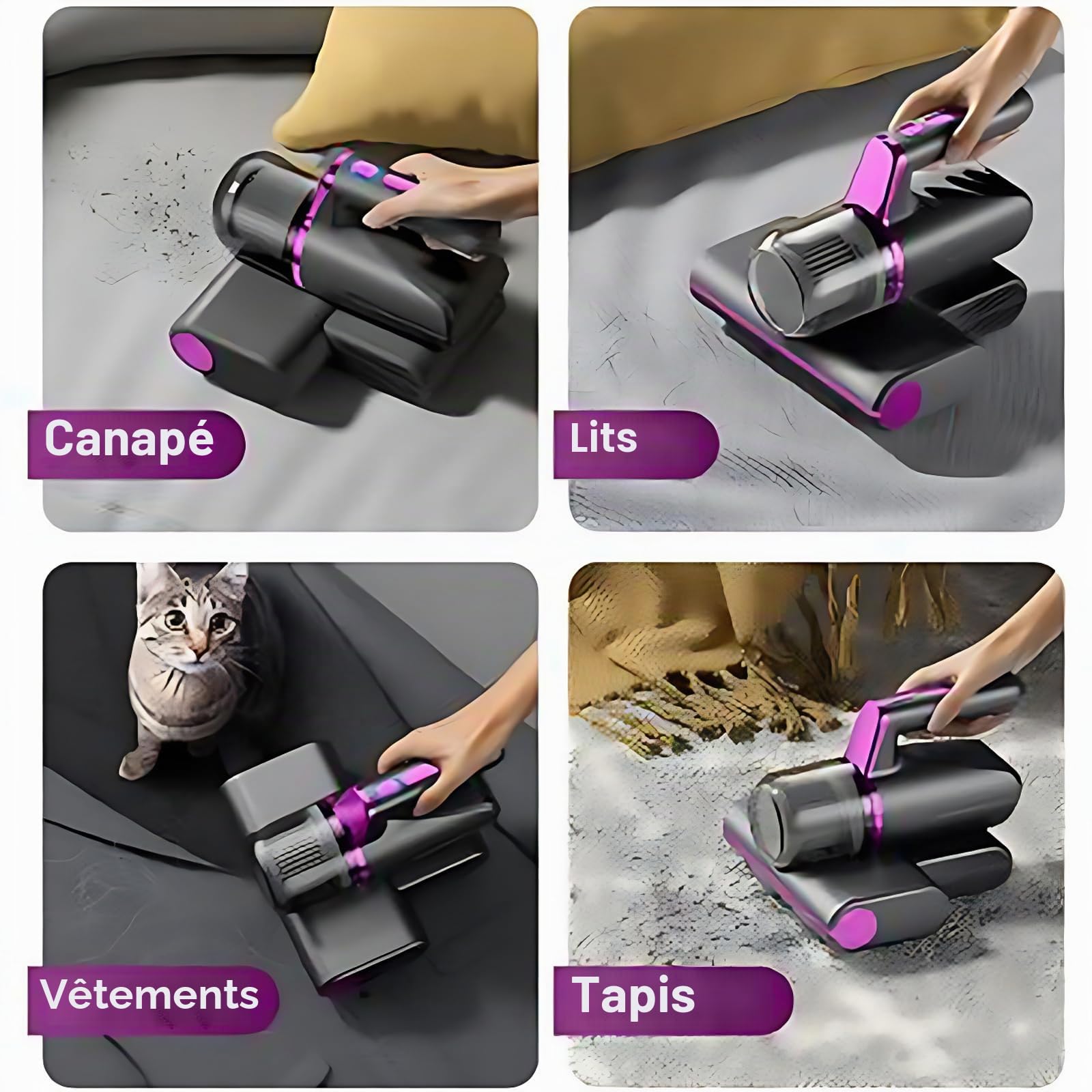 Aspirateur Anti Acariens,Aspirateur Matelas 14 kpa avec Lampes UV LED,Lumière UV-C à Haute Fréquence avec au Moins 8000,Élimine 99,9% des Allergènes, Spécial Allergies