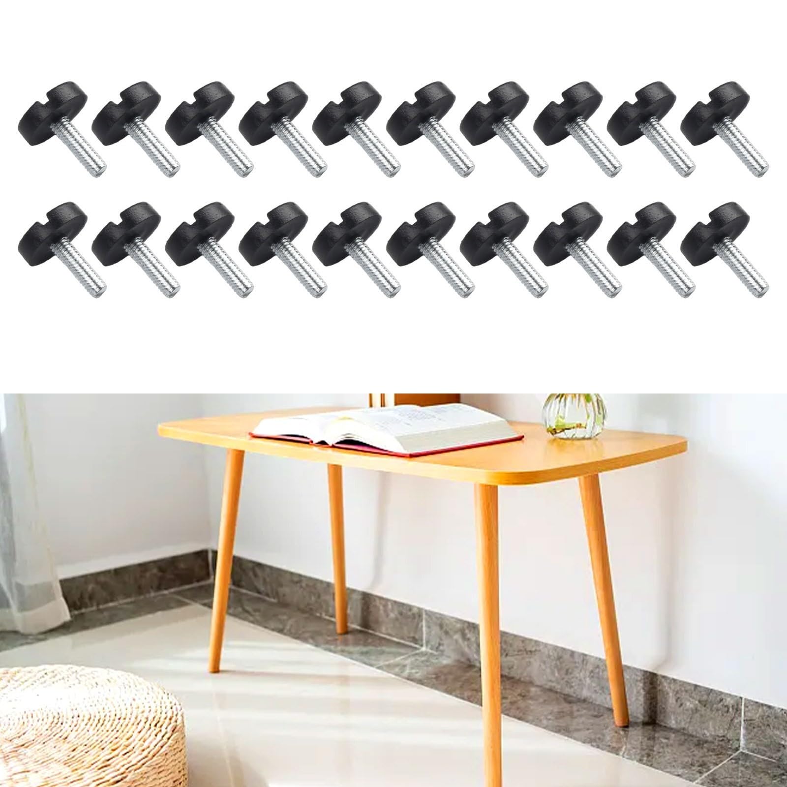 Zoegneer 20Pcs livellamento piede vite su piedi regolabili piedi piedi regolabili tavolo e sedia piedi metallo e plastica M6