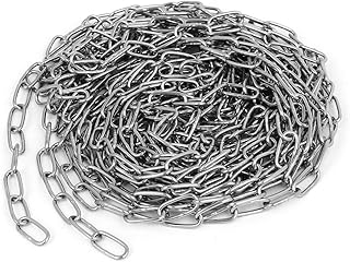 Aexit Pet Dog Material Handling Products Training Clothes Hanging 304 Stainless Steel Coil Chain Silver Coil Chains Tone M1.2x16.4Ft