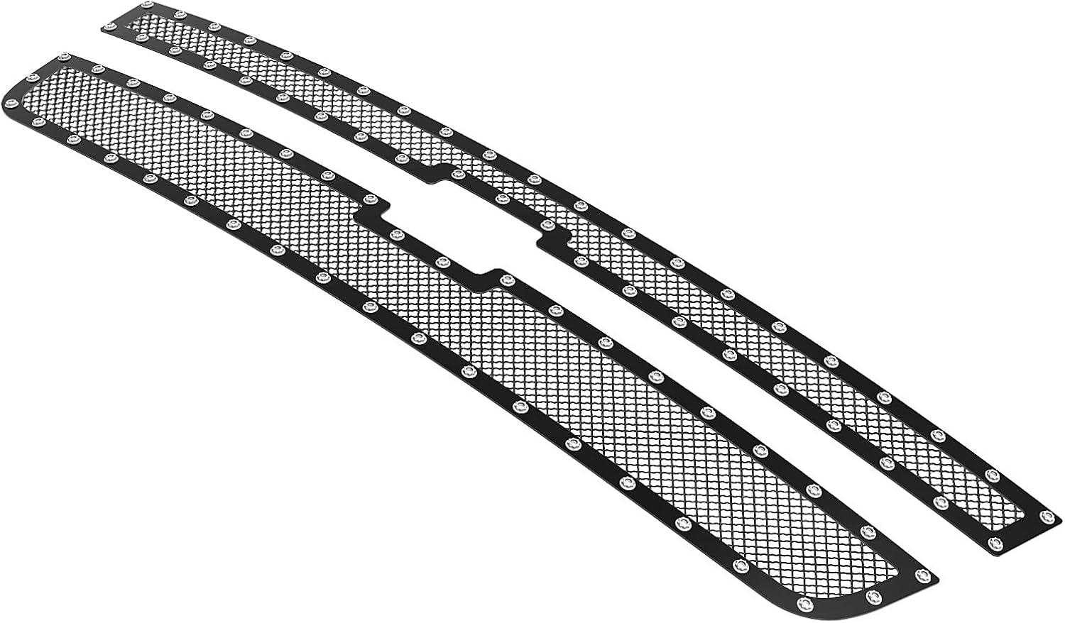 APS Compatible with Chevy Silverado 2500HD 3500 2005-2006 & 06 1500 HD SS & 07 Classic Main Upper Stainless Steel Black Mesh Rivet Studs Front Grill Grille Insert S18-H6035LC