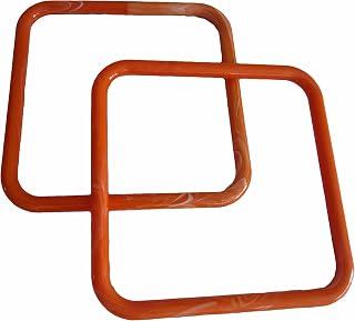 Pair of 7 inch Square Plastic Craft Handbag Purse Handles (Orange Marble)