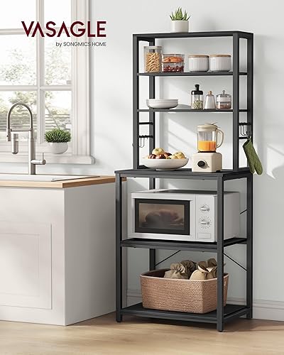 Miniatura 89 de VASAGLE Barra de café, estante para panadería de 31.5 pulgadas para cocina con almacenamiento, estantes de cocina de 6 niveles con 6 ganchos, café