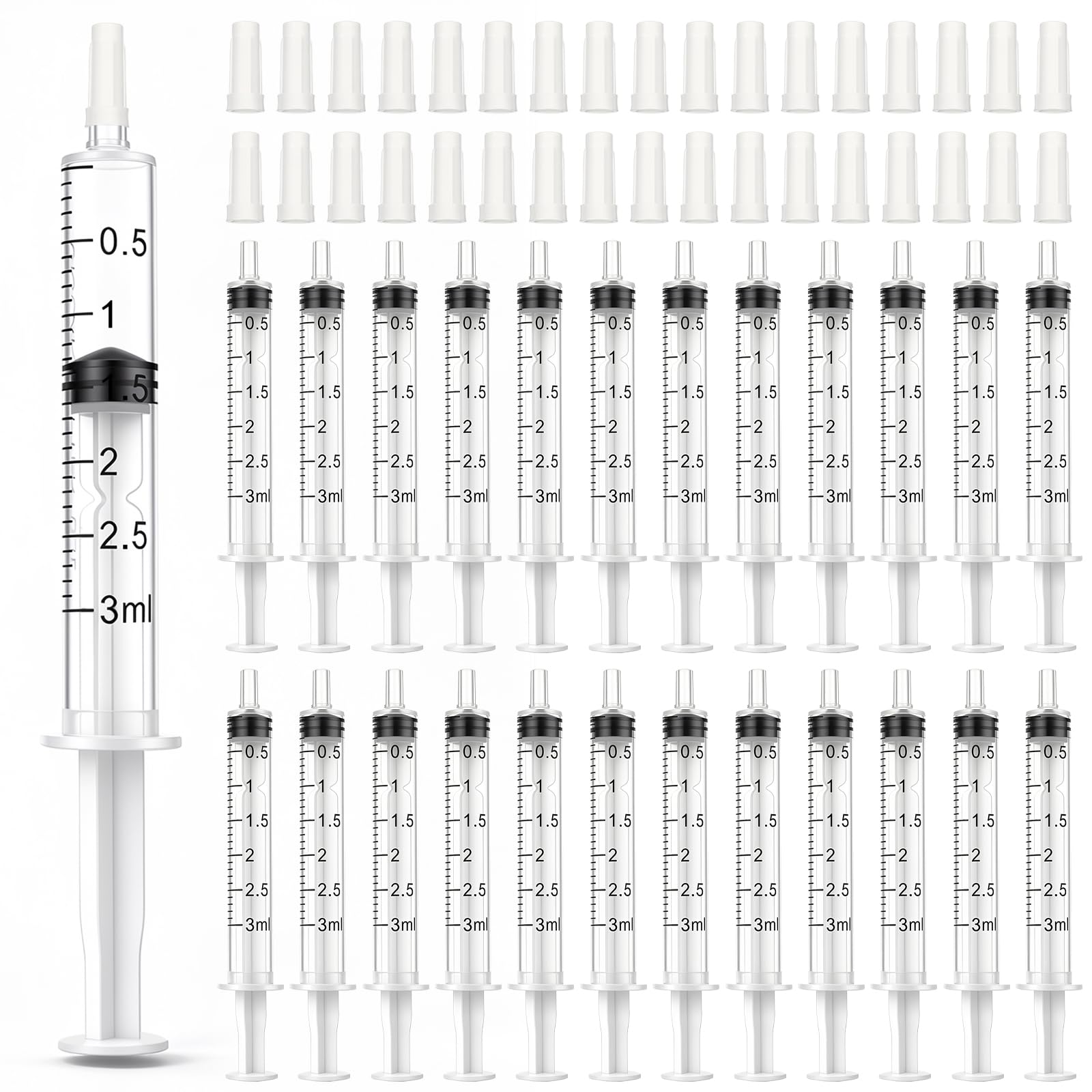 TrelaCo 200 Pcs 3ml Syringe Without Needle with Cap, 3cc Oral Syringe