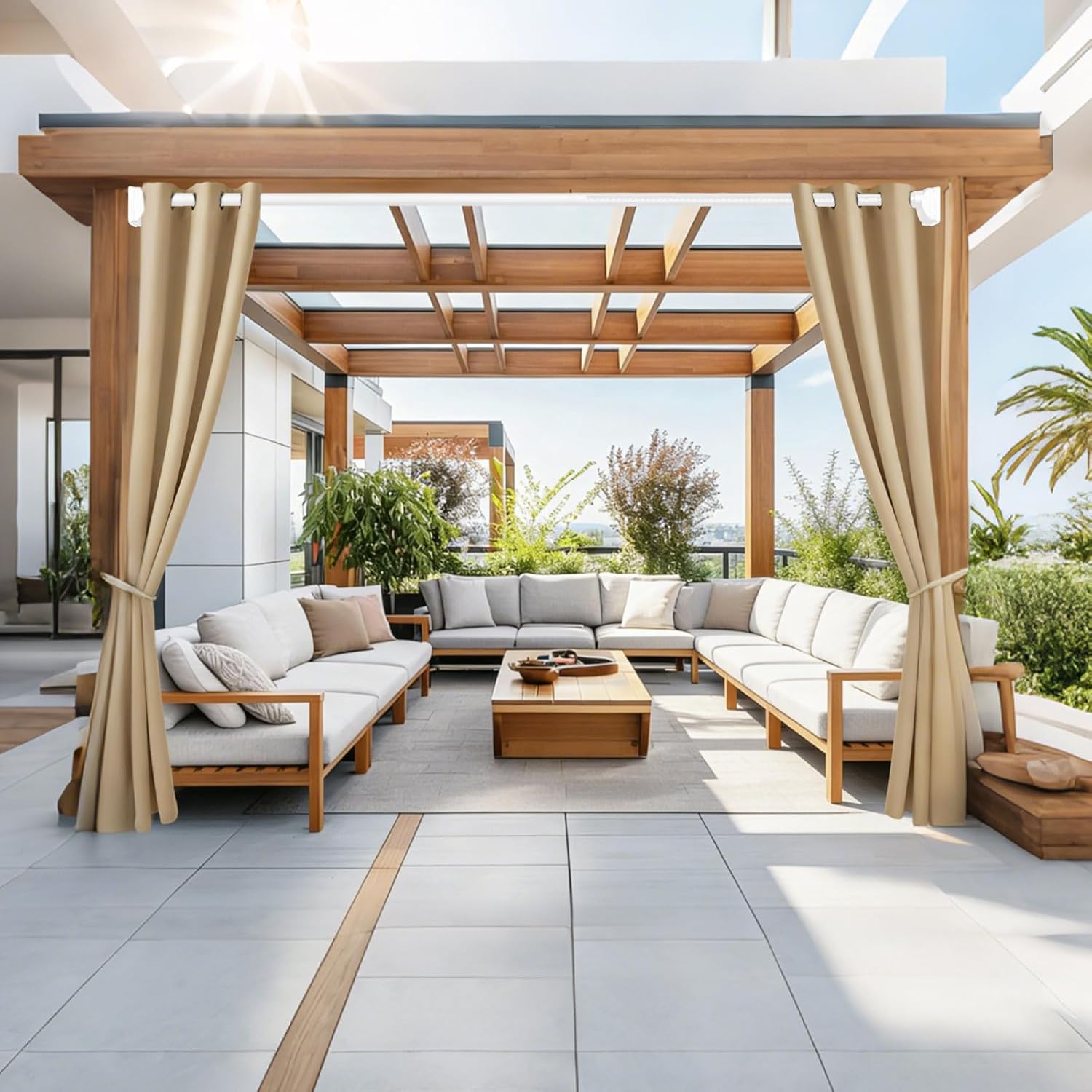 One-Click Tension Curtain Rod 40-137" Extra Long Adjustable Curtain Rod No Drilling for Window Bathroom Patio Shower Rod Easy to Install White