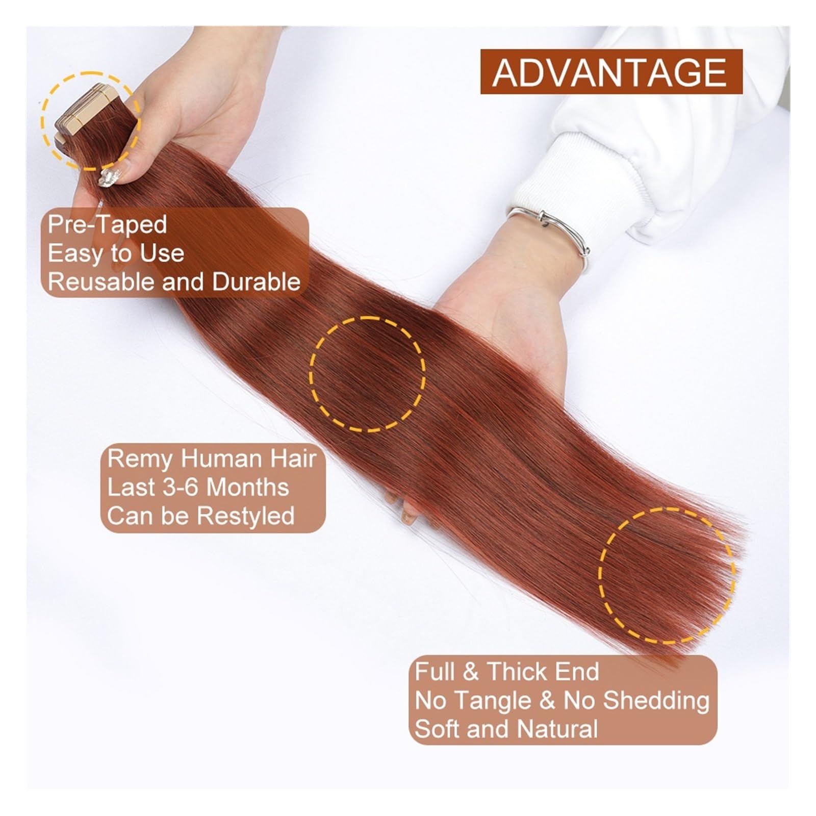 Lot De 40 Extensions De Cheveux Humains À Bande Adhésive, Lisses Et Invisibles, For Salon De Coiffure, De 35 À 61 Cm Facile à Utiliser(24 inches 60cm 50g,1B-6-1B)