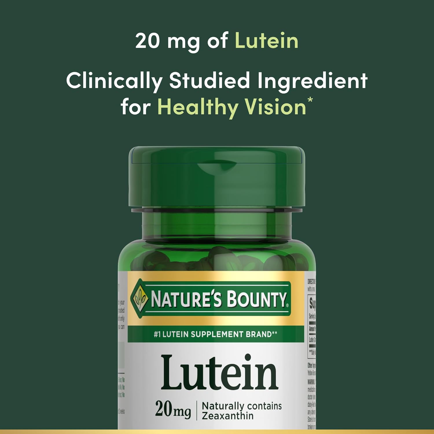 Nature's Bounty Lutein Pills, Eye Health Supplements and Vitamins, Support Vision Health, 20 mg, 40 Softgels - Image 3