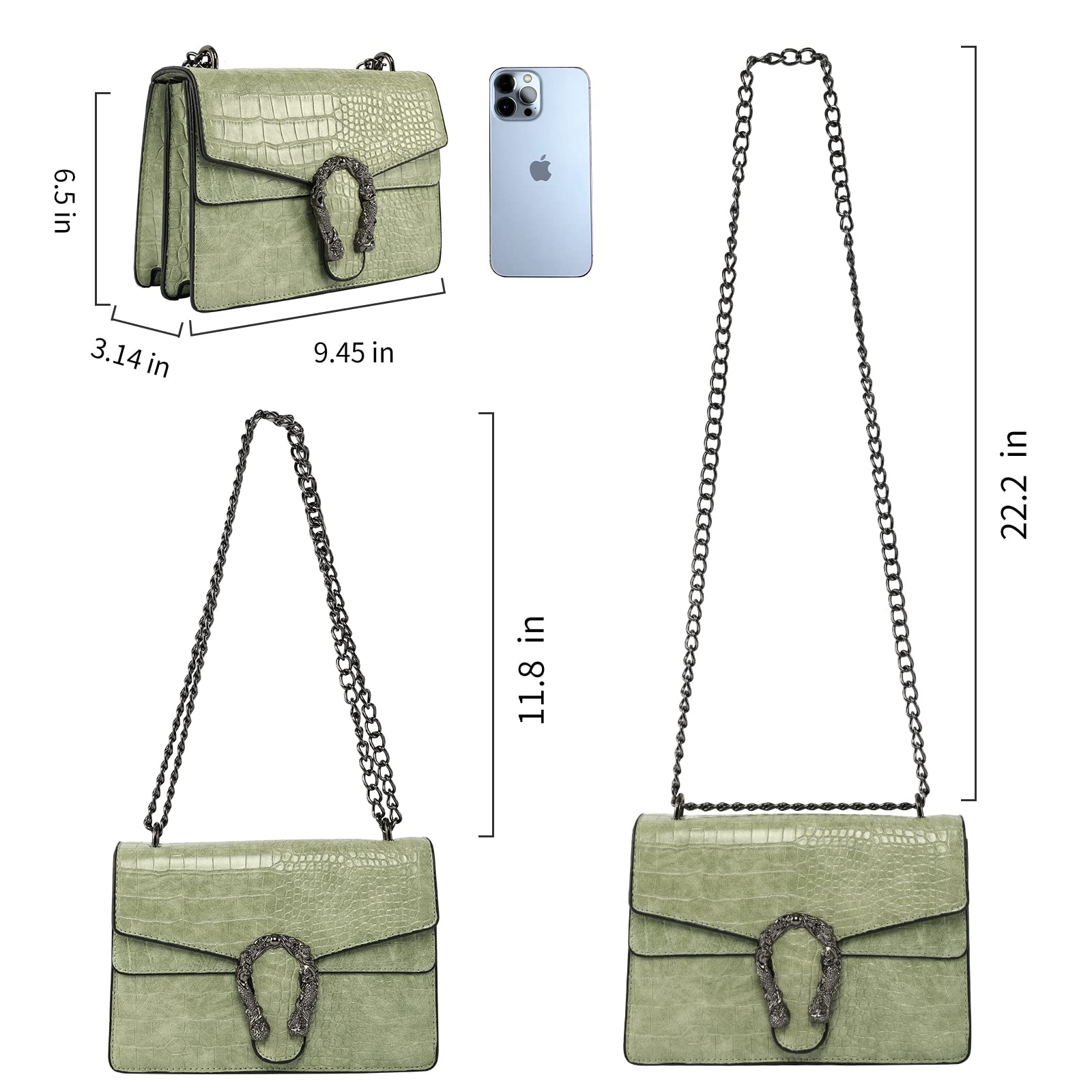 QQZJ Crossbody Shoulder Evening Bag for Women Snake Printed Leather Messenger Bag Chain Strap Clutch Small Square Satchel Purse