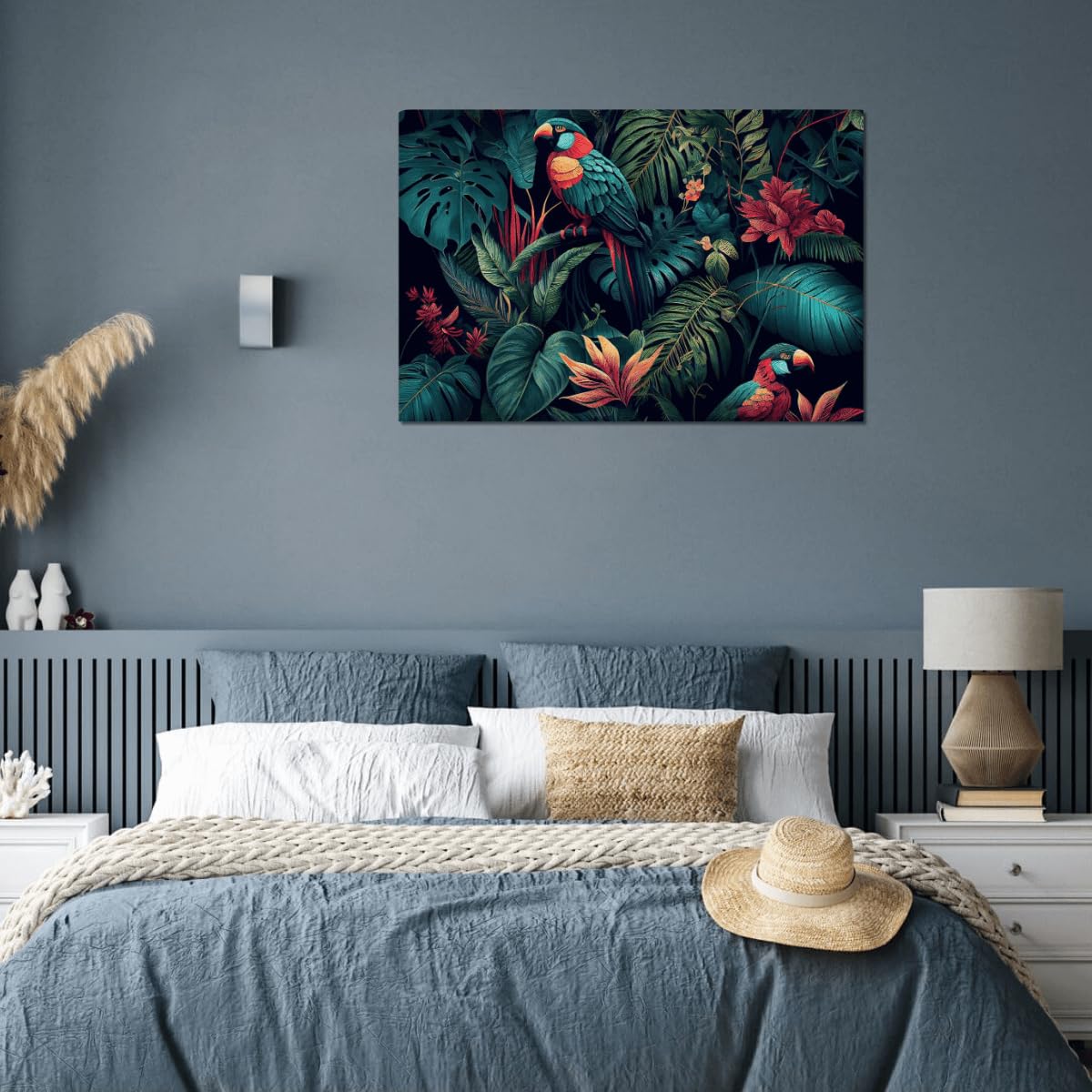 Vert Tableau Mural Perroquet De La Jungle 60x40 Cm Impression Sur Toile