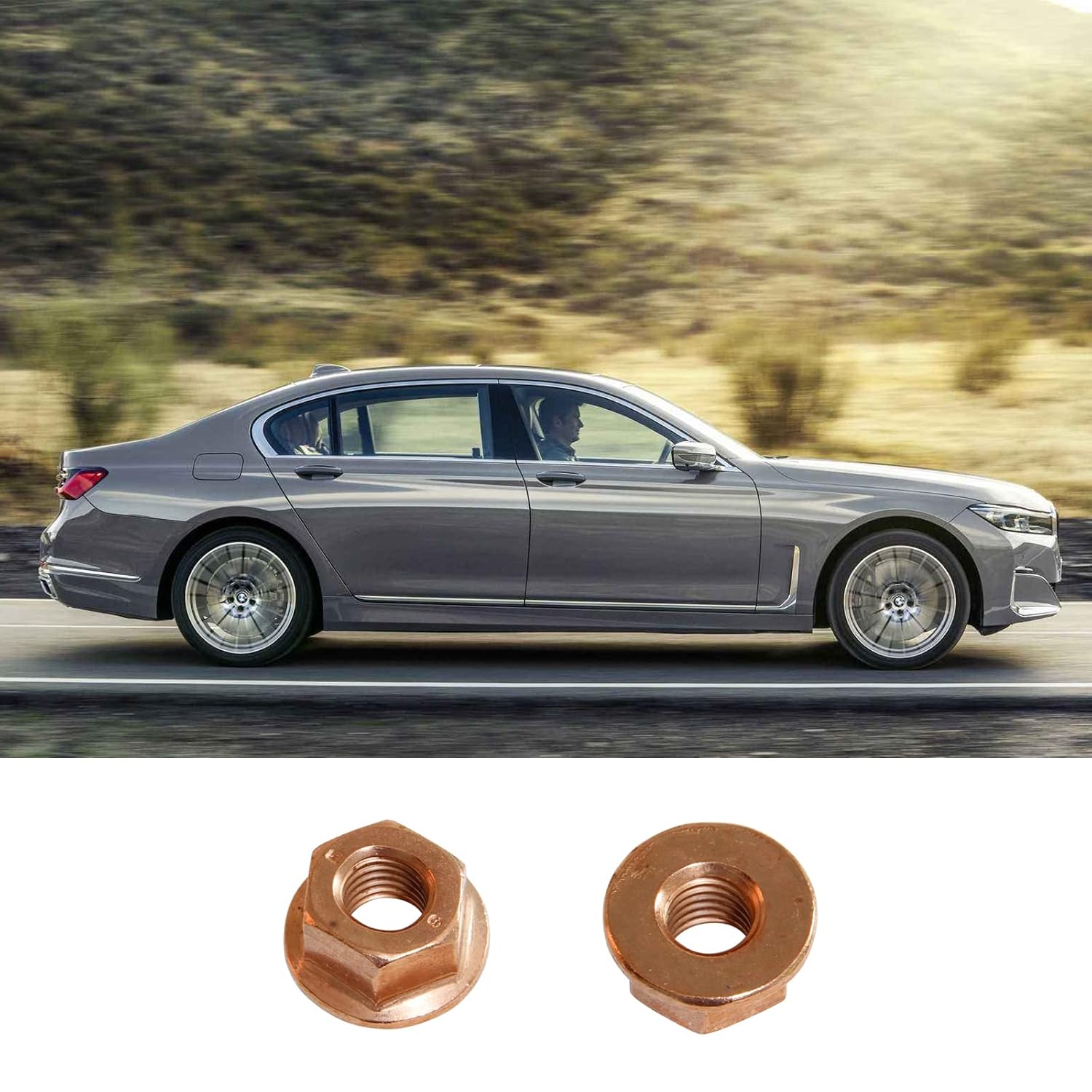 20 pcs Exhaust Manifold Nuts Head Stud Nut M10 Hex Copper Self Locking 183017377774 Compatible with BMW. Toyota Honda Accord Civic 90212-SA5-003
