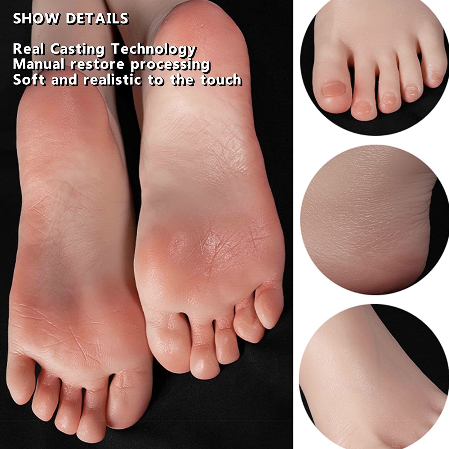 1 Paar LebensgroßE 1: 1-Silikon-Simulationsmodell Weibliche ModellfüßE, 1 Paar LebensgroßE Weibliche Mannequin-FußSchuhe Aus Silikon, Ausstellungsmodell Kunstskizze Sandale,Right,36