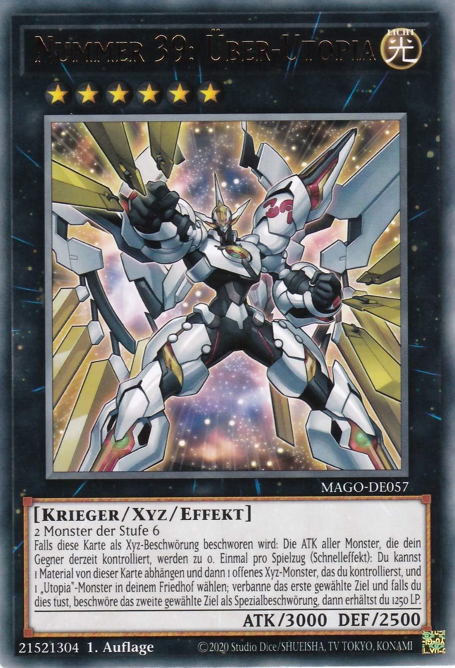 MAGO-DE057 - Number 39 Over-Utopia - Rare - Reprint - German - Maximum Gold - with LMS Trading Fieldcenter Card Yugioh