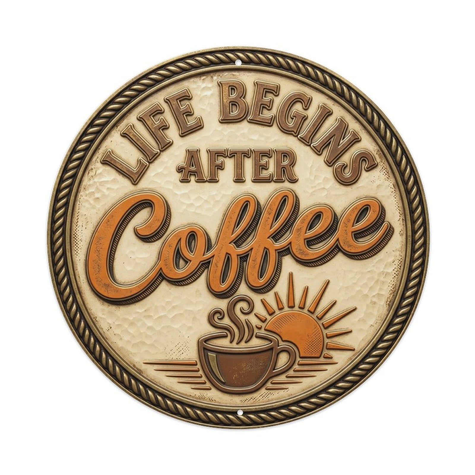 Life Begins after Coffee Classic Workshop Ornament Slogans Metal Tin Sign