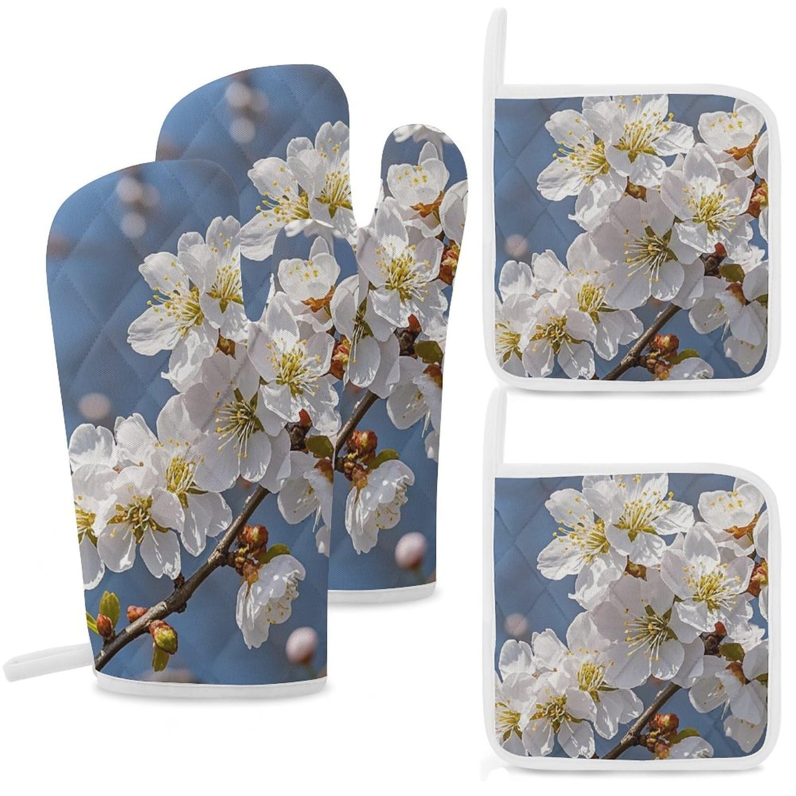 Gants de cuisine anti-chaleur maniques barbecue pâtisserie fleurie