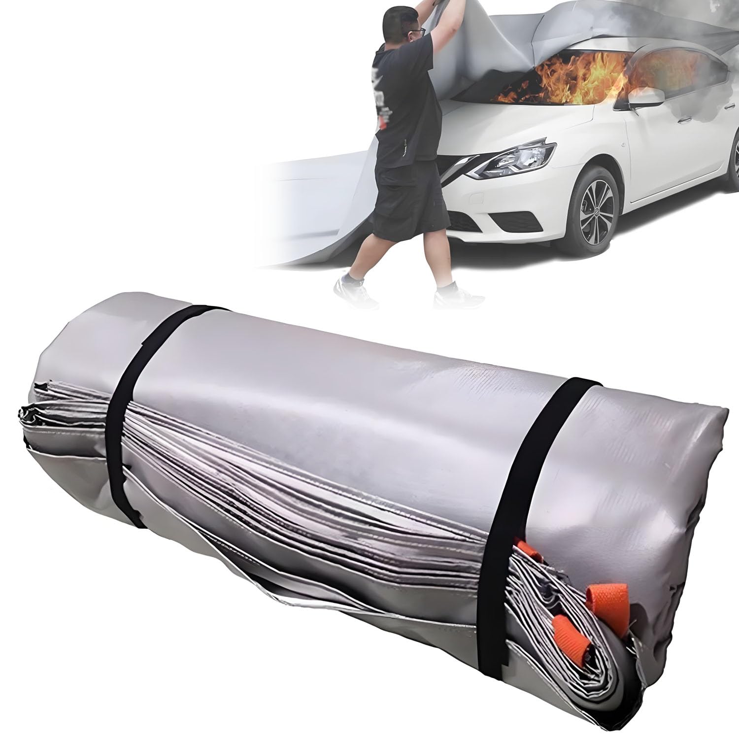 Manta extintor de primeros auxilios, manta para extintor de incendios, lona ignífuga, punto de fusión ignífugo de 1100 °C, para el hogar, coche, cocina y uso al aire libre, 3 x 4 m