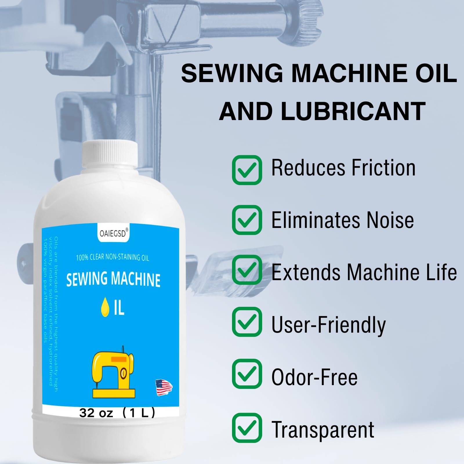 Aceite y lubricante para máquina de coser de luz fina de 4 onzas, aceite de máquina de coser comercial e industrial para lubricar partes móviles de maquinaria textil, accesorios para máquinas Serger