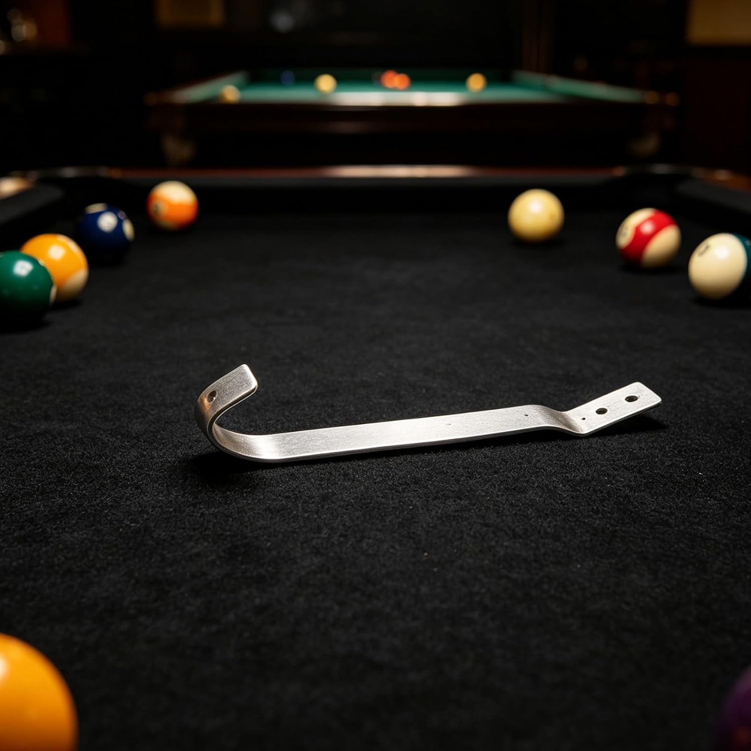 Pool Table Billiard Cue Holder with Anti-roll Design, Metal Side Mounted Cue Storage Rack with Thickened Hook and Matte Antiscratch Finish, Space-saving Concealed Organizer