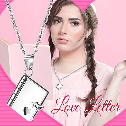 Collana A Libro Personalizzata JewelryWe | Medaglione Apribile Acciaio Inox | Regalo Con Incisione Per Moglie E Fidanzata