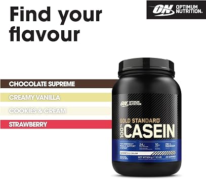 Optimum Nutrition Gold Standard Casein Slow Digesting Protein Powder with Zinc, Magnesium and Naturally Occurring Glutamine and Amino Acids, Cookies & Cream, 28 Servings, 0.92 kg, Packaging May Vary