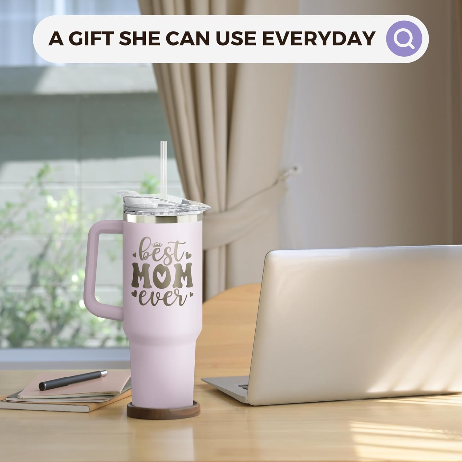 KatAndNat Gifts for Mom from Daughter, Son, Kids - Birthday, Valentines, Christmas, Mothers Day Gifts for Mom - Mama Mother Cup for Women - 40 Oz Purple Stainless Steel 2-sided Tumbler with Lid