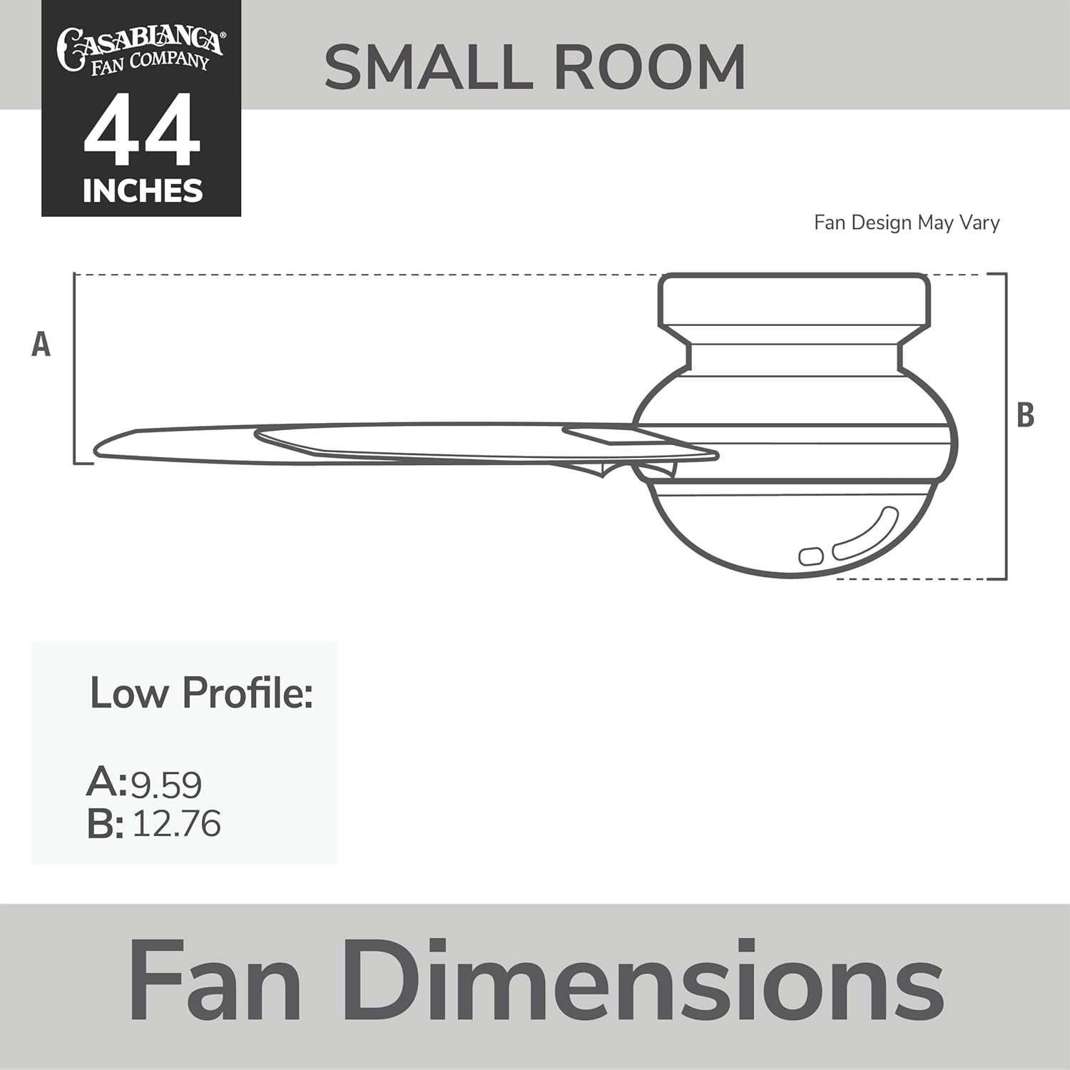 Casablanca 44 inch Indoor Ceiling Fan with LED Light - Low Profile White Ceiling Fan for Bedroom, Living Room, or Kitchen, Wall Control, 5 Blades, Includes Bulb - Isotope 59350, Fresh White