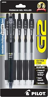 PILOT G2 + FriXion Synergy Companion Pack, Black Ink, Gel Roller 6 Pack