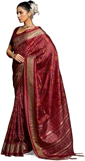SWORNOF Womens Linen Silk Saree | Saree for Women With Unstitched Blouse | Saree with Blouse Piece | Soft and Skin Friendly Price In India